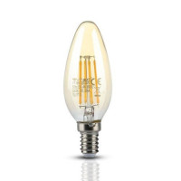 LED žiarovka vláknový efekt , filament , sviečka , pätica E14 , 4 W , teplá biela ,  jantárovo žltá