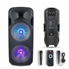 RGB Bluetooth reproduktor , párty reproduktor s LED osvetlením, mikrofónom ,diaľkovým ovládaním, 150 watt , USB , nabíjateľný, 110 x 45 cm