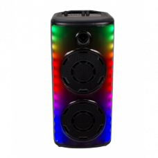 RGB Bluetooth reproduktor , párty reproduktor s LED osvetlením, mikrofónom ,diaľkovým ovládaním, 2 x 10 watt , USB , nabíjateľný, 65 x 32 cm