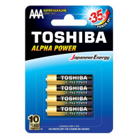 Ceruzová batéria AAA (LR03), 1,5 Volt, 4 kusy, odolná, batéria, Alpha Power , TOSHIBA