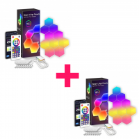 2 ks súpravy digitálnych RGB HEXALED, 2 x 6 ks, s diaľkovým ovládaním, USB, RGB + IC (digitálny), stmievateľné, WiFi/Bluetooth, spárovaná ponuka, TUYA, LEDISSIMO AMBIENT LIGHT